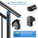 Upgrade 2 in 1 Stair&Horizontal Handrails, Adjustable 2 Pack 3 Step Deck Railing Kits, Black Wrought Iron Hand Rails for Outdoor Steps,Concrete Step, Porch Railing