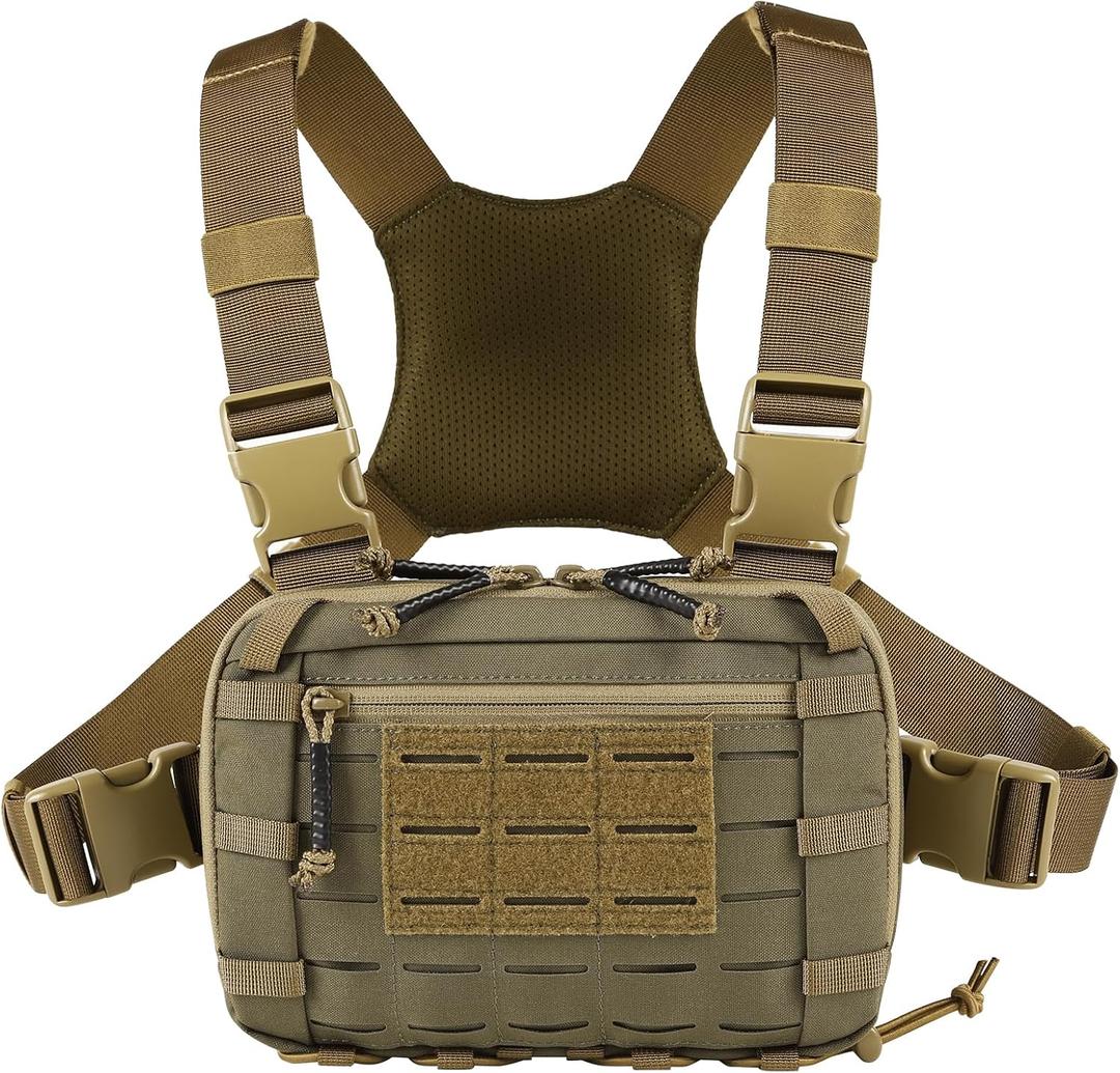 Tactical Chest Pack EDC Chest Bag 2L Utility Molle Chest Rig Pouch with CCW Compartment Adjustable Strap Outdoor