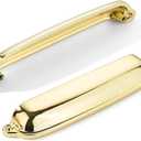 khtumeware 10 Pack Polished Brass Cup Pulls 4 Inch Center to Center - Cabinet & Drawer Handles for Kitchen Hardware