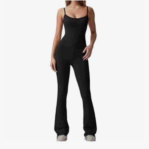 Womens Spaghetti Straps Scoop Neck Bodycon Jumpsuits Full Length Casual Unitard Playsuit, XL