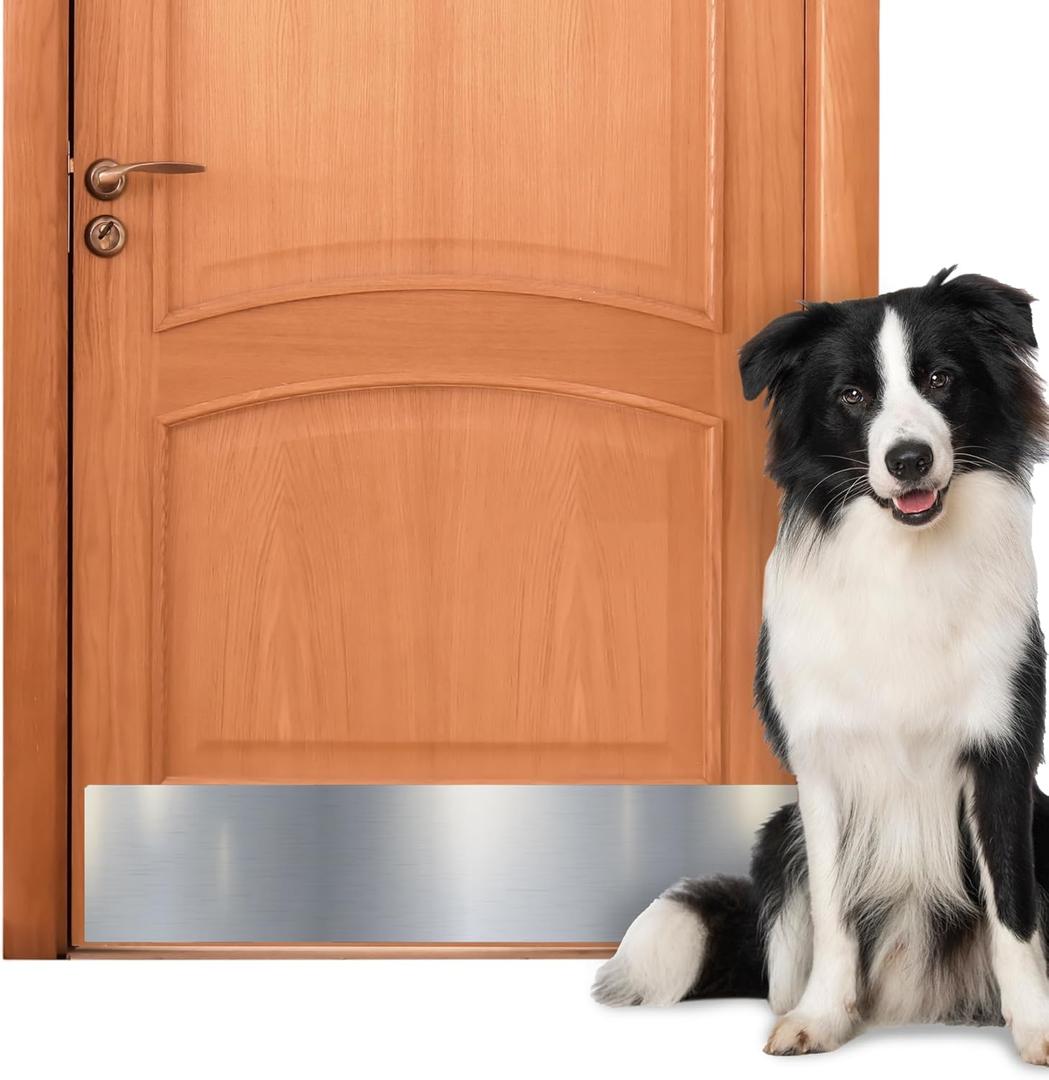 Panther Armor 8x36 Inch Silver Door Kick Plate, 1mm Thick Stainless Steel, Anti-Corrosive Metal Door Plate for Dog Scratching, Door Protector, Durable Kick Plate for Bottom of Door