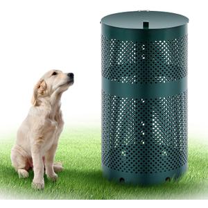 Round Outdoor 10 Gallon Capacity Trash Can with Lid for Dog Waste Station - Rust Free UV Powder Coated - Designed to Mount on Any Post or Wall(Green)