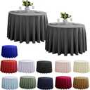 2-Pack Round 120-inch Grey Table Cloths, Solid Stain and Wrinkle Resistant Circular Tablecloth, Premium Plain Weave Polyester Fabric Table Linen Covers for Hotel, Banquet