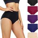 wirarpa Women's Underwear High Waisted Ladies Cotton Panties Soft Full Coverage Briefs 5 Pack XL