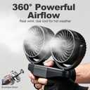 Battery Powered Clip Car Fans, 3-Speed Dual Head Clip Car Cooling Fan for Backseat, Independent Switches, 360 Rotatable Rechargeable Fans with USB Plug for Vehicles RV SUV Truck Golf Cart Stroller