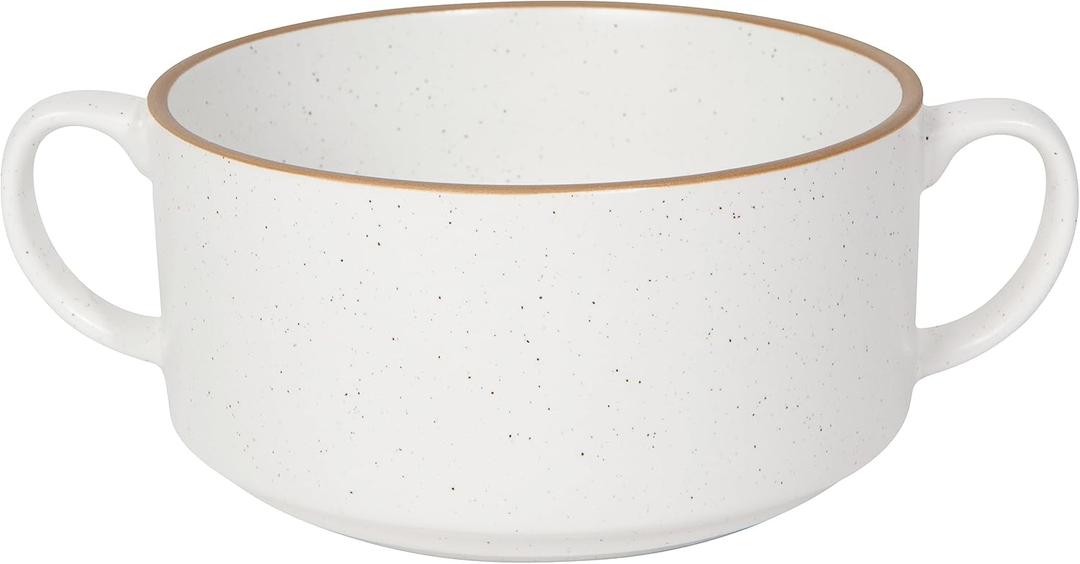 Now Designs Stoneware Soup Bowl with handles, White DIA5 x W7.5 x H2.75in