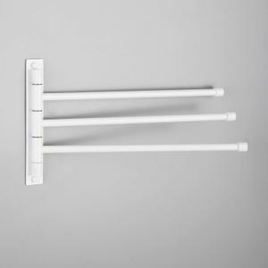 GERZWY Bathroom Hand Towel Rack 3-Bar Folding Arm Swivel Hanger Wall Mount Bath Towel Holder Stainless Steel Swing Out Towel Bar, White