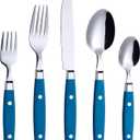 ANNOVA Silverware Set Stainless Steel Cutlery Color Handle With Rivet/Retro Flatware (Sapphire Blue, 20 Pieces)