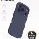 ORNARTO for iPhone 17 Pro Max Case for Women Girls Cute Wave Edge | Camera Control Button | Shockproof Liquid Silicone Phone Case for iPhone 17 Pro Max 6.9", Stormy Blue