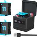 TOMSHEIR 2000mAh Hero 12/11/10/9 Battery 2-Pack and 3-Channel USB Charger with High Speed Micro SD Card Reader Function (Fully Compatible with Gopro Hero 12 11 10 9 Black Official)