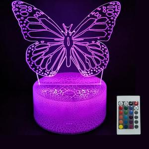 JOCHUI 3D Butterfly Night Light, Illusion Table Lamp with 16 Colors Remote Control Touch Lamp LED USB Night Light Desk Lamps Room Decorations Home Decor Holiday Gifts Birthday Gifts