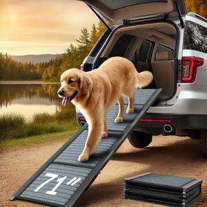 Dog Ramp for Car, 71'' Long Ramps for Large Dogs Prevent Strain with Anti-Slip Rug Surface, Portable Folding Dogs Ramp, Wider Outdoor Dog Ramp for Trucks & SUV Travel