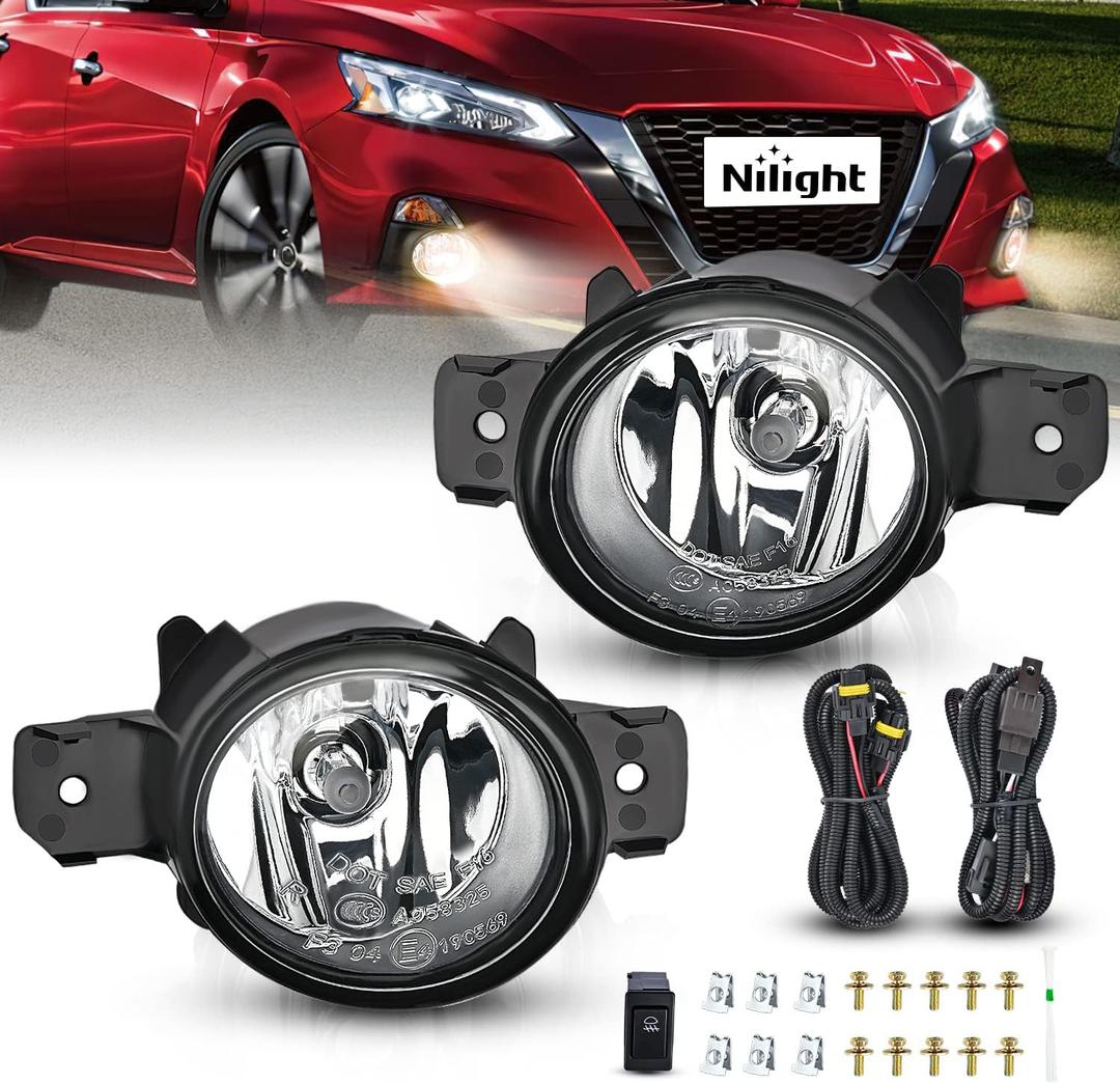 Nilight Fog Light Compatible with 2007 2008 2009 2010 2011 2012 2013 2014 2015 2016 2017 2018 2019 Nissan Altima Versa Note Maxima Pathfinder Infiniti QX60 M35 M45 G37 JX35