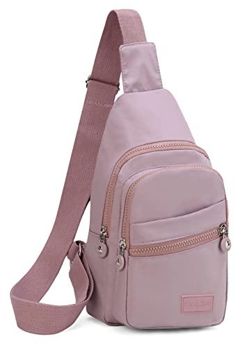 EVANCARY Small Sling Bag for Women Men, Sling Backpack Chest Daypack Crossbody Bag for Travel Outdoor Hiking, Pink Purple