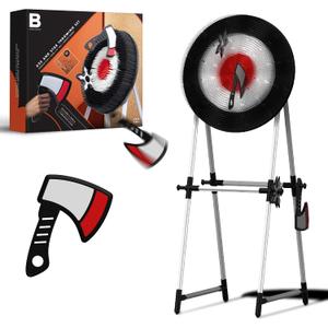 Black Series Axe Throwing Target Set, Includes 3 Axes & Bristle Target, Lightweight Plastic Axes with Blunted Edges, Safe for Indoor & Outdoor Use, Fun Party Activity Game