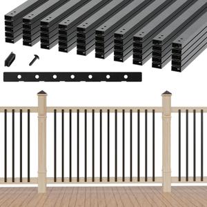 50 Pack 32.25" Hollow Aluminum Deck Balusters with Screws, Metal Balusters for Deck Railing Rectangular Spindles for Outdoor Porch Balusters, Matte Black, Includes Installation Spacing Guide