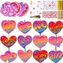 Kolldenn 96 Pcs Valentine Heart Scratch Cards Art Ornaments Colorful Heart Crafts Purple Red and Pink Paper Scratch Decorations for Home DIY Holiday Party Favors