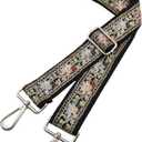 LVYOUME Crossbody Straps for Purses Silver Hardware Purse Strap Wide Shoulder Strap Adjustable Replacement, Retro Jacquard Embroidery for Shoulder Bags