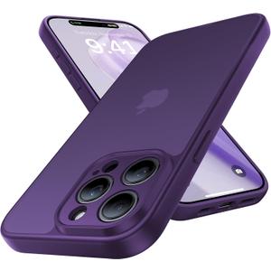 Shockproof for iPhone 15 Pro Max Case, [Camera Protection] [Military-Grade Drop Protection] Protective Anti-Yellow Slim Translucent Skin-Friendly for iPhone 15 Pro Max Phone Case, Purple