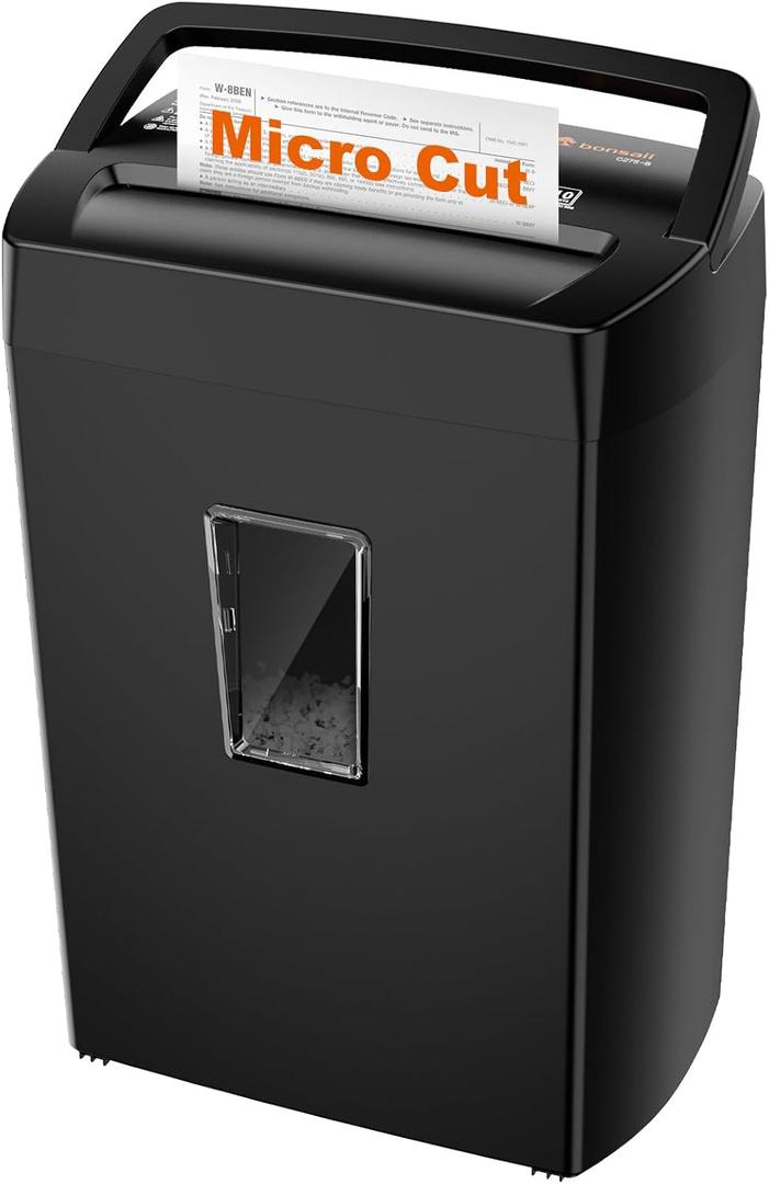 Bonsaii Paper Shredder, 10-Sheet Home Office Shredders, Micro Cut Home Use Paper Shredder with 5.5 Gallons/P-4 High Security/5 Minutes/Shred Card,Staple,Clips (C275-B)