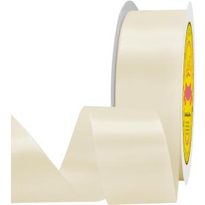 Double Face Cream Satin Ribbon 1-1/2 inch X 50 Yards Polyester Cream Ribbon for Gift Wrapping Very Suitable for Weddings Party Hair Bow Invitation Decorations and More