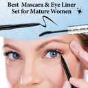 2PCS Brown Mascara for Older Women 60 Plus and Eyeliner Pencil Set,Mascara Volume and Length for Mature Women,Cream Eye Liner Gel Pencil,Waterproof Smudge Proof Long Lasting