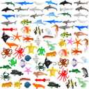 FINGOOO 80 Pieces Sea Creatures Toys for Kids,Assorted Vinyl Plastic Ocean Animals Toys for Party Favors Classroom Educational Goodie Bag Filler Cupcake Topper