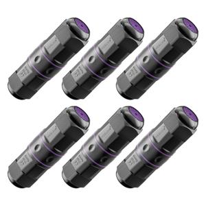 VCELINK Outdoor Waterproof RJ45 Coupler IP68 - Compact Design for Tight Spaces, Shielded Waterproof Ethernet Connector, Cat6/Cat5E/Cat5, PoE, 3.64in (Purple-6 Pack)