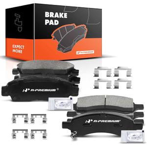 A-Premium Front and Rear Ceramic Disc Brake Pads Set Compatible with Select Buick, Chevy, GMC, Isuzu, Saab and Saturn Models - Enclave, Rainier, SSR, Trailblazer, Traverse, Acadia, Envoy, Ascender