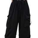 Cargo Pants Women Baggy Parachute Pants Woman Mutil Pockets Loose Fit Y2K Casual Pants for Women (X-Large, Black)