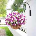 Elyum 2 Pack Artificial Hanging Flowers for Outdoors, Fake Flowers Artificial Petunias Hanging Baskets for Outdoors, UV Resistant Fake Hanging Plants Flowers for Outside Garden Patio Porch Decor