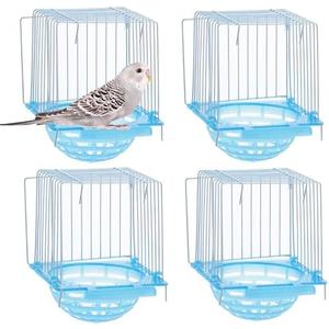 4 Pack Bird Hatching Nest Canary Cage Breeding Nest Parrot Shelter Bowl Pearl breeding Box with Barbed Wire Partition (Missing 2)
