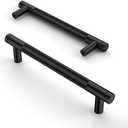Asidrama 6 Pack 5 Inch(128mm) Matte Black Cabinet Pulls Knurled Cabinet Handles Cupboard Handles Kitchen Cabinet Hardware for Cupboard Drawer Pulls