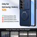 JAME for Samsung Galaxy S26 Case, Ring Holder Stand Kickstand, Slide Camera Cover with Screen Protector, Dual-Layer Shockproof Protective, Magnetic Accessory Friendly Galaxy S26 Phone Case, Blue