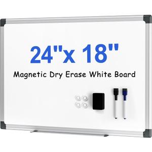 24" x 18" Magnetic Dry Erase Whiteboard with Aluminum Frame