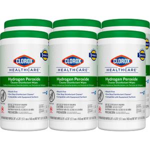 Clorox Healthcare Hydrogen Peroxide Cleaner Disinfectant Wipes, 6.75" x 5.75", 155 Count, Pack of 6 