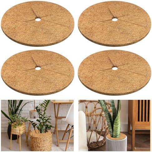 Legigo 3pcs Coconut Fiber Mulch Ring Tree Plant Protector Mat, 14 Inch Natural Coco Coir Tree Protection Ring Plant Pot Soil Cover, Tree Rings Disc Plant Cover for Indoor Outdoor Plants,Landscaping