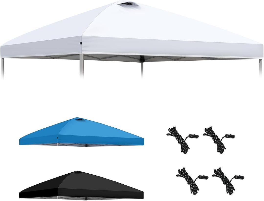 HYPER VENTURE 10x10ft Replacement Canopy Top with Air Vent, Waterproof & UV Protection for Straight Leg Frame, Outdoor Pop Up Canopy Tent Cover for Patio Garden Camping (White)