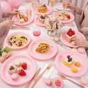 WELLIFE Pink Plastic Plates 10 Inch -150 Count for Party, Disposable Plastic Party Plates for Valentine's Day Easter Mother's Day Baby Shower Dinner Dessert Cake Light Pink
