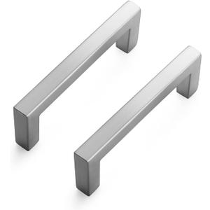 Ravinte 30 Pack Solid 3 Inch Center to Center Slim Square Bar Drawer Handles - Cabinet Hardware Brushed Nickel Pulls for Kitchen and Drawers (3" Hole Center)
