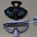 Aegend Swim Goggles with Nose Cover, 2 Pack Wide View Swimming Mask Anti-Fog/UV (Small for Kids, 04-black & Light Blue)