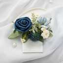 Ling's moment Pocket Boutonniere Single, Boutonniere for Men Groom for Wedding, Prom, Homecoming, Anniversary, Graduation, etc.Dusty Blue Navy, 6" W x 5" H