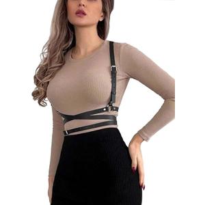 Leather Harness for Women Fashion Goth Chest Pu Black Harness Top Body Punk Belt Adjustable Waist Belts Rave Cosplay Halloween Accessories(Fits Waist 25-30in)