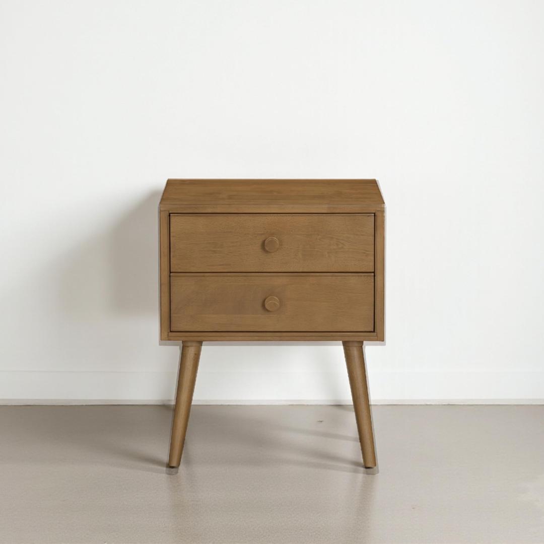 NTC Lux Nightstand with 2 Drawers, Featuring Adaptable Design, 150 lbs Load Capacity, Water-Resistant, Elevate Your Space, Easy Assembly - Teak Look