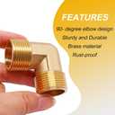 2pcs Brass Pipe Fitting 90 Degree Elbow 3/4" NPT Male to 3/4" NPT Male Pipe Fittings