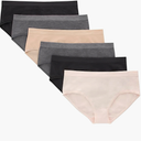 Hanes Tween Girls Underwear, Seamless Girls Panties, Boyshort & Hipster, Assorted Colors, 6-Pack (Medium, Ivory/Beige/Grey/Black - 6 Pack)