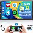 【8 Core 4+64GB】 10.1 Inch Wireless Carplay Android Auto Double Din Car Stereo Touchscreen Car Radio Head Unit GPS WiFi 5.0 Bluetooth 32EQ DSP SWC Mic Backup Cam