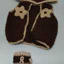 Newborn Photography Outfit, Crochet Knitted Costume Set, Baby Photo Props Costume, Handmade Newborn Photo Shoot Accessories (Stripes) (Beige)