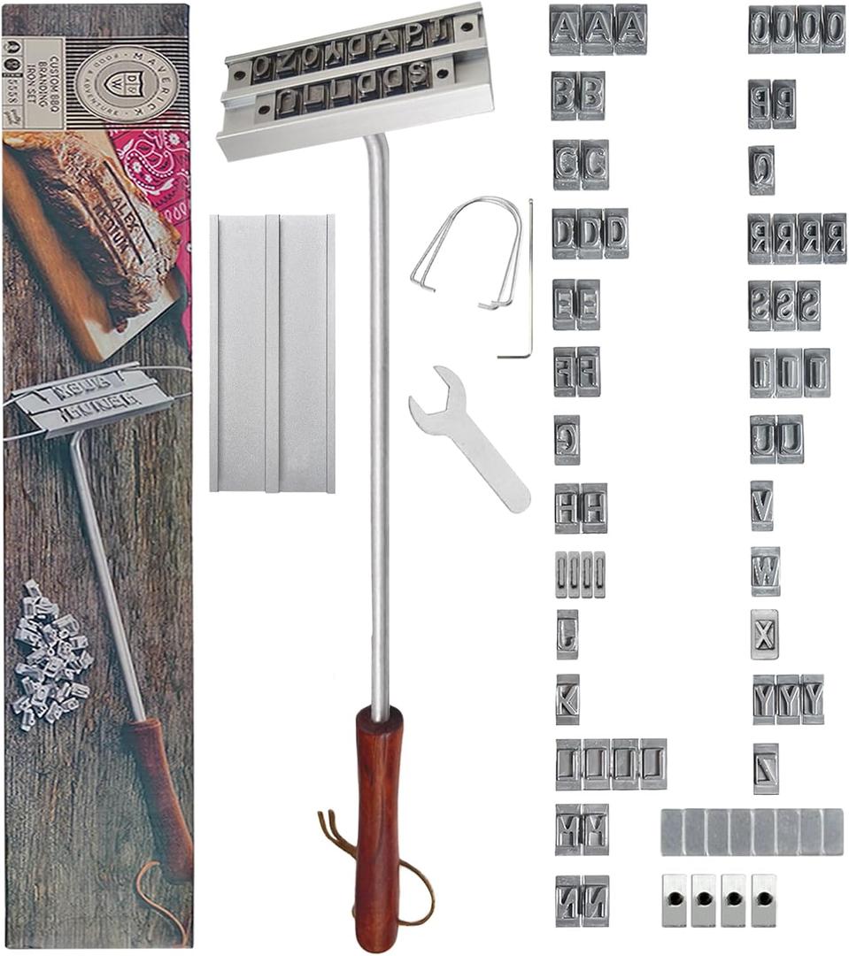 Branding Iron Set, Personalized BBQ Tools with Changeable Letters for Chicken Meat Steak Burgers Barbecue, Names Press