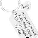 Sweet 16 Gifts for Girls, Funny 16th Birthday Gifts, New Driver Keychain from Mom, Sweet Sixteen Gift for 16 Year Old Girl Daughter, Safe Driving KeyChain Present